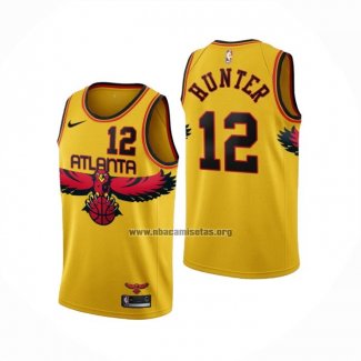 Camiseta Atlanta Hawks De'Andre Hunter NO 12 Ciudad 2021-22 Amarillo