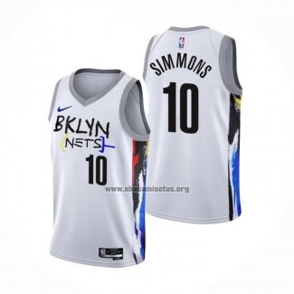 Camiseta Brooklyn Nets Ben Simmons NO 10 Ciudad 2022-23 Blanco