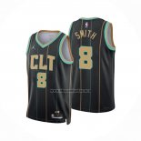 Camiseta Charlotte Hornets Dennis Smith NO 8 Ciudad 2022-23 Negro