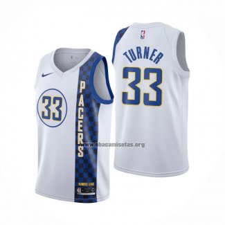 Camiseta Indiana Pacers Myles Turner NO 33 Ciudad Blanco