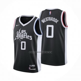 Camiseta Los Angeles Clippers Russell Westbrook NO 0 Ciudad Negro