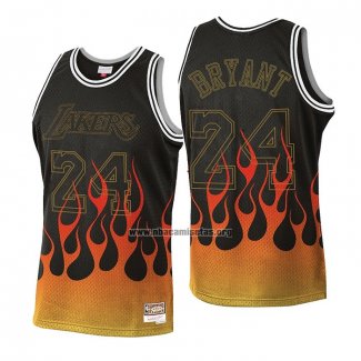 Camiseta Los Angeles Lakers Kobe Bryant NO 24 Flames Negro