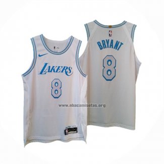 Camiseta Los Angeles Lakers Kobe Bryant NO 8 Ciudad Autentico 2020-21 Blanco