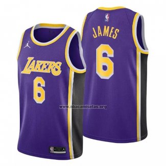 Camiseta Los Angeles Lakers LeBron James NO 6 Statement 2020-21 Violeta