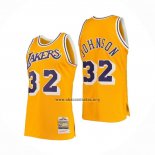 Camiseta Los Angeles Lakers Magic Johnson NO 32 Hardwood Classics Throwback Amarillo