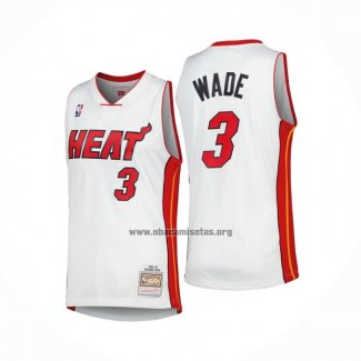 Camiseta Miami Heat Dwyane Wade NO 3 Mitchell & Ness 2005-06 Blanco