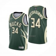 Camiseta Milwaukee Bucks Giannis Antetokounmpo NO 34 Earned 2020-21 Verde