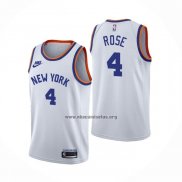 Camiseta New York Knicks Derrick Rose NO 4 75th Anniversary Blanco