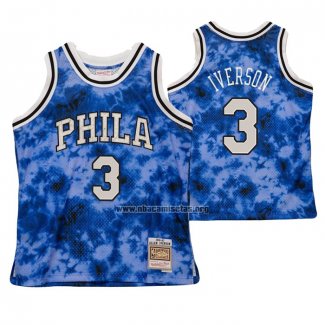 Camiseta Philadelphia 76ers Allen Iverson NO 3 Galaxy Azul