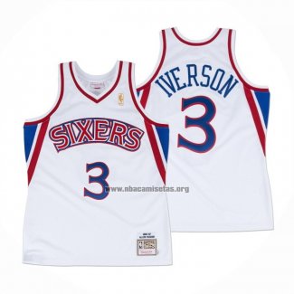 Camiseta Philadelphia 76ers Allen Iverson NO 3 Mitchell & Ness 1996-97 Blanco