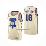 Camiseta Philadelphia 76ers Shake Milton NO 18 Earned 2020-21 Crema