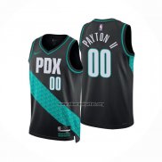 Camiseta Portland Trail Blazers Gary Payton II NO 00 Ciudad 2022-23 Negro