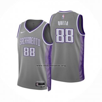 Camiseta Sacramento Kings Neemias Queta NO 88 Ciudad 2022-23 Gris