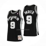 Camiseta San Antonio Spurs Tony Parker NO 9 Mitchell & Ness 2001-02 Negro