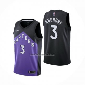 Camiseta Toronto Raptors OG Anunoby NO 3 Earned 2020-21 Negro Violeta