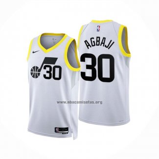 Camiseta Utah Jazz Ochai Agbaji NO 30 Association 2022-23 Blanco