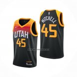 Camiseta Utah Jazz Onovan Mitchell NO 45 Ciudad 2020-21 Negro