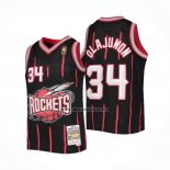 Camiseta Houston Rockets Hakeem Olajuwon NO 34 Mitchell & Ness 1996-97 Negro