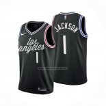 Camiseta Los Angeles Clippers Reggie Jackson NO 1 Ciudad 2022-23 Negro