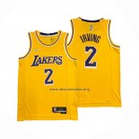 Camiseta Los Angeles Lakers Kyrie Irving NO 2 75th Anniversary 2021-22 Amarillo