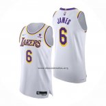 Camiseta Los Angeles Lakers LeBron James NO 6 Association Autentico Blanco