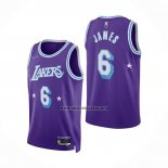 Camiseta Los Angeles Lakers LeBron James NO 6 Ciudad Edition 2021-22 Violeta