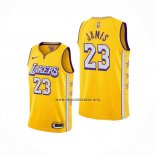 Camiseta Los Angeles Lakers Lebron James NO 23 Ciudad 2019-20 Amarillo