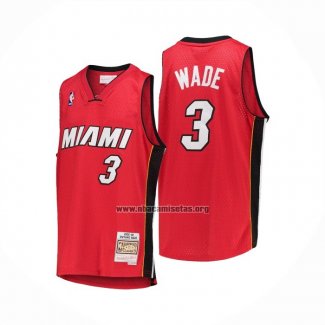Camiseta Miami Heat Dwyane Wade NO 3 Mitchell & Ness 2005-06 Rojo