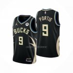 Camiseta Milwaukee Bucks Bobby Portis NO 9 Statement 2022-23 Negro