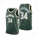 Camiseta Milwaukee Bucks Giannis Antetokounmpo NO 34 Icon 2020-21 Verde