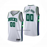 Camiseta Milwaukee Bucks Personalizada Ciudad 2021-22 Blanco