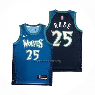 Camiseta Minnesota Timberwolves Derrick Rose NO 25 Ciudad 2021-22 Azul