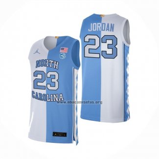 Camiseta NCAA North Carolina Tar Heels Michael Jordan NO 23 Split Azul Blanco