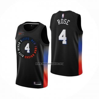 Camiseta New York Knicks Derrick Rose NO 4 Ciudad 2020-21 Negro