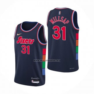 Camiseta Philadelphia 76ers Ben Paul Millsap NO 31 Ciudad 2021-22 Azul