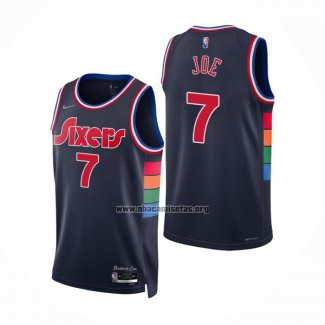 Camiseta Philadelphia 76ers Isaiah Joe NO 7 Ciudad 2021-22 Azul