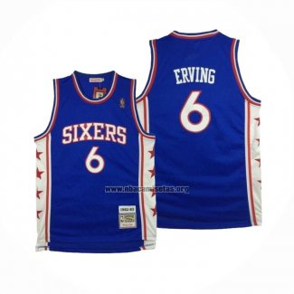 Camiseta Philadelphia 76ers Julius Erving NO 6 Mitchell & Ness 1982-83 Azul