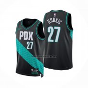 Camiseta Portland Trail Blazers Jusuf Nurkic NO 27 Ciudad 2022-23 Negro