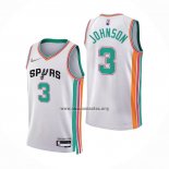 Camiseta San Antonio Spurs Keldon Johnson NO 3 Ciudad 2021-22 Blanco