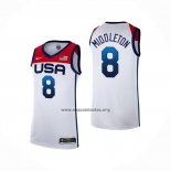 Camiseta USA 2021 Khris Middleton NO 8 Blanco