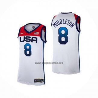 Camiseta USA 2021 Khris Middleton NO 8 Blanco