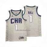 Camiseta Charlotte Hornets LaMelo Ball NO 1 Ciudad Edition Gris