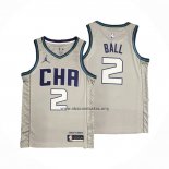 Camiseta Charlotte Hornets LaMelo Ball NO 2 Ciudad Edition Gris