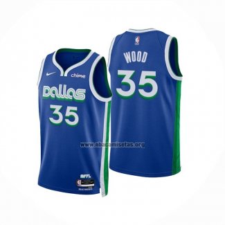 Camiseta Dallas Mavericks Christian Wood NO 35 Ciudad 2022-23 Azul