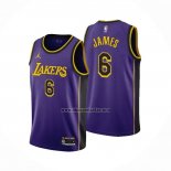 Camiseta Los Angeles Lakers LeBron James NO 6 Statement 2022-23 Violeta
