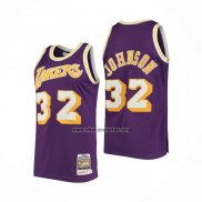 Camiseta Los Angeles Lakers Magic Johnson NO 32 Mitchell & Ness 1984 Violeta