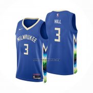 Camiseta Milwaukee Bucks George Hill NO 3 Ciudad 2022-23 Azul