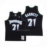 Camiseta Minnesota Timberwolves Kevin Garnett NO 21 Hardwood Classics Throwback Negro