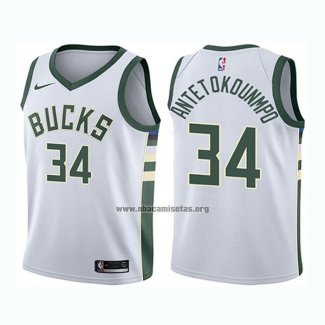 Camiseta Nino Milwaukee Bucks Giannis Antetokounmpo NO 34 Association Blanco