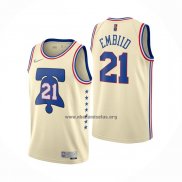 Camiseta Philadelphia 76ers Joel Embiid NO 21 Earned 2020-21 Crema